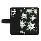 For Samsung Galaxy S22 Ultra 5G Floral Pattern Leather Phone Case with Lanyard(Black) - 3