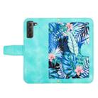 For Samsung Galaxy S22+ 5G Floral Pattern Leather Phone Case with Lanyard(Green) - 3