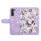 For Samsung Galaxy S22+ 5G Floral Pattern Leather Phone Case with Lanyard(Light Purple) - 3