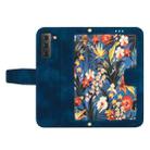 For Samsung Galaxy S22+ 5G Floral Pattern Leather Phone Case with Lanyard(Dark Blue) - 3