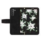 For Samsung Galaxy S22 5G Floral Pattern Leather Phone Case with Lanyard(Black) - 3