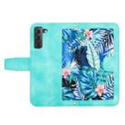 For Samsung Galaxy S21+ 5G Floral Pattern Leather Phone Case with Lanyard(Green) - 3