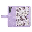 For Samsung Galaxy S21+ 5G Floral Pattern Leather Phone Case with Lanyard(Light Purple) - 3