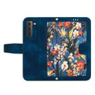 For Samsung Galaxy S21+ 5G Floral Pattern Leather Phone Case with Lanyard(Dark Blue) - 3