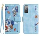 For Samsung Galaxy S20 FE Floral Pattern Leather Phone Case with Lanyard(Light Blue) - 1