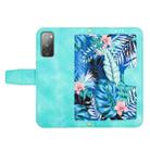 For Samsung Galaxy S20 FE Floral Pattern Leather Phone Case with Lanyard(Green) - 3