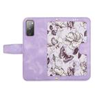 For Samsung Galaxy S20 FE Floral Pattern Leather Phone Case with Lanyard(Light Purple) - 3