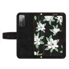 For Samsung Galaxy S20 FE Floral Pattern Leather Phone Case with Lanyard(Black) - 3