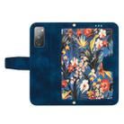 For Samsung Galaxy S20 FE Floral Pattern Leather Phone Case with Lanyard(Dark Blue) - 3