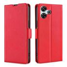 For Redmi 13 4G Ultra-thin Voltage Side Buckle Horizontal Flip Leather Phone Case(Red) - 1