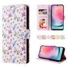 For Samsung Galaxy A24 5G Bronzing Painting RFID Leather Phone Case(Pansies) - 1