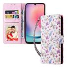 For Samsung Galaxy A24 5G Bronzing Painting RFID Leather Phone Case(Pansies) - 2