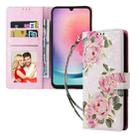 For Samsung Galaxy A24 5G Bronzing Painting RFID Leather Phone Case(Rose Flower) - 2