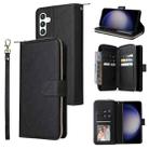 For Samsung Galaxy S25 5G 9-Card Slots Zipper Wallet Bag Leather Phone Case(Black) - 1
