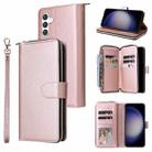 For Samsung Galaxy S25 5G 9-Card Slots Zipper Wallet Bag Leather Phone Case(Rose Gold) - 1