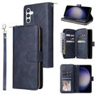 For Samsung Galaxy S25 5G 9-Card Slots Zipper Wallet Bag Leather Phone Case(Blue) - 1