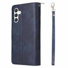 For Samsung Galaxy S25 5G 9-Card Slots Zipper Wallet Bag Leather Phone Case(Blue) - 3