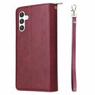 For Samsung Galaxy S25 5G 9-Card Slots Zipper Wallet Bag Leather Phone Case(Wine Red) - 3
