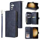 For Samsung Galaxy S25+ 5G 9-Card Slots Zipper Wallet Bag Leather Phone Case(Blue) - 1