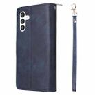 For Samsung Galaxy S25+ 5G 9-Card Slots Zipper Wallet Bag Leather Phone Case(Blue) - 3