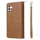 For Samsung Galaxy S25+ 5G 9-Card Slots Zipper Wallet Bag Leather Phone Case(Brown) - 3
