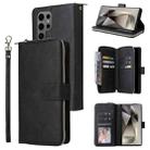 For Samsung Galaxy S25 Ultra 5G 9-Card Slots Zipper Wallet Bag Leather Phone Case(Black) - 1