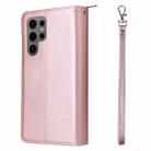 For Samsung Galaxy S25 Ultra 5G 9-Card Slots Zipper Wallet Bag Leather Phone Case(Rose Gold) - 3