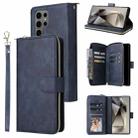 For Samsung Galaxy S25 Ultra 5G 9-Card Slots Zipper Wallet Bag Leather Phone Case(Blue) - 1