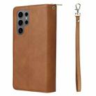 For Samsung Galaxy S25 Ultra 5G 9-Card Slots Zipper Wallet Bag Leather Phone Case(Brown) - 3