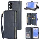 For Samsung Galaxy S25 Edge 5G 9-Card Slots Zipper Wallet Bag Leather Phone Case(Blue) - 1