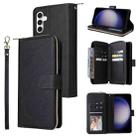 For Samsung Galaxy S25 FE 5G 9-Card Slots Zipper Wallet Bag Leather Phone Case(Black) - 1
