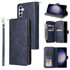 For Samsung Galaxy S25 FE 5G 9-Card Slots Zipper Wallet Bag Leather Phone Case(Blue) - 1