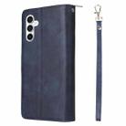 For Samsung Galaxy S25 FE 5G 9-Card Slots Zipper Wallet Bag Leather Phone Case(Blue) - 3