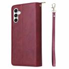 For Samsung Galaxy S25 FE 5G 9-Card Slots Zipper Wallet Bag Leather Phone Case(Wine Red) - 3