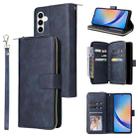 For Samsung Galaxy A35 5G 9-Card Slots Zipper Wallet Bag Leather Phone Case(Blue) - 1
