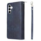 For Samsung Galaxy A35 5G 9-Card Slots Zipper Wallet Bag Leather Phone Case(Blue) - 3