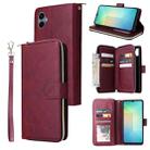 For Samsung Galaxy A06 4G 9-Card Slots Zipper Wallet Bag Leather Phone Case(Wine Red) - 1