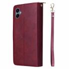 For Samsung Galaxy A06 4G 9-Card Slots Zipper Wallet Bag Leather Phone Case(Wine Red) - 3