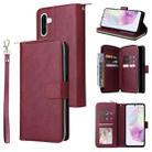 For Samsung Galaxy A26 5G 9-Card Slots Zipper Wallet Bag Leather Phone Case(Wine Red) - 1