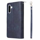 For Samsung Galaxy A56 5G 9-Card Slots Zipper Wallet Bag Leather Phone Case(Blue) - 3