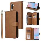 For Samsung Galaxy A56 5G 9-Card Slots Zipper Wallet Bag Leather Phone Case(Brown) - 1