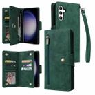 For Samsung Galaxy S25 5G Rivet Buckle 9 Cards Three Fold Leather Phone Case(Green) - 1