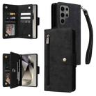 For Samsung Galaxy S25 Ultra 5G Rivet Buckle 9 Cards Three Fold Leather Phone Case(Black) - 1