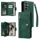 For Samsung Galaxy S25 Ultra 5G Rivet Buckle 9 Cards Three Fold Leather Phone Case(Green) - 1