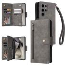 For Samsung Galaxy S25 Ultra 5G Rivet Buckle 9 Cards Three Fold Leather Phone Case(Grey) - 1