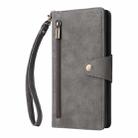 For Samsung Galaxy S25 Ultra 5G Rivet Buckle 9 Cards Three Fold Leather Phone Case(Grey) - 2