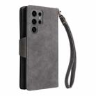 For Samsung Galaxy S25 Ultra 5G Rivet Buckle 9 Cards Three Fold Leather Phone Case(Grey) - 3
