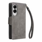 For Samsung Galaxy S25 Edge 5G Rivet Buckle 9 Cards Three Fold Leather Phone Case(Grey) - 3