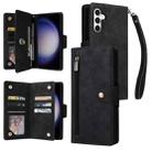 For Samsung Galaxy S25 FE 5G Rivet Buckle 9 Cards Three Fold Leather Phone Case(Black) - 1