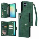 For Samsung Galaxy A06 4G Rivet Buckle 9 Cards Three Fold Leather Phone Case(Green) - 1